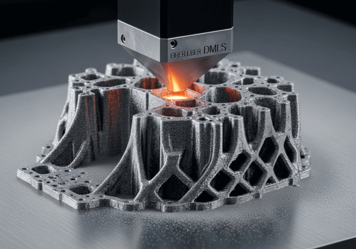 A complex metal heat sink for an automotive lamp, made with DMLS 3D printing
