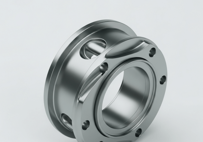 A complex 5-axis machined part, analogous to high-performance PEEK components