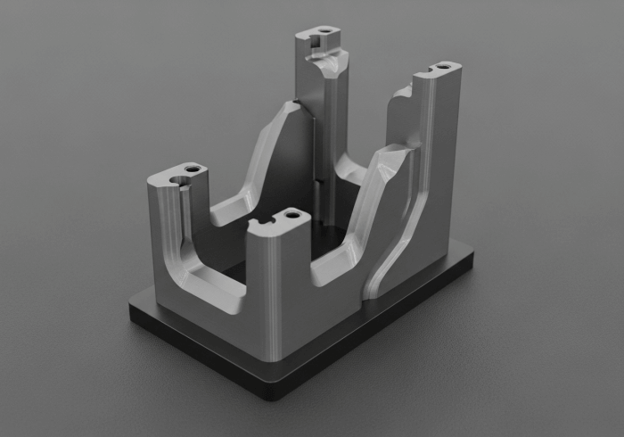 A custom 3D printed fixture, demonstrating the speed and complexity possible for tooling