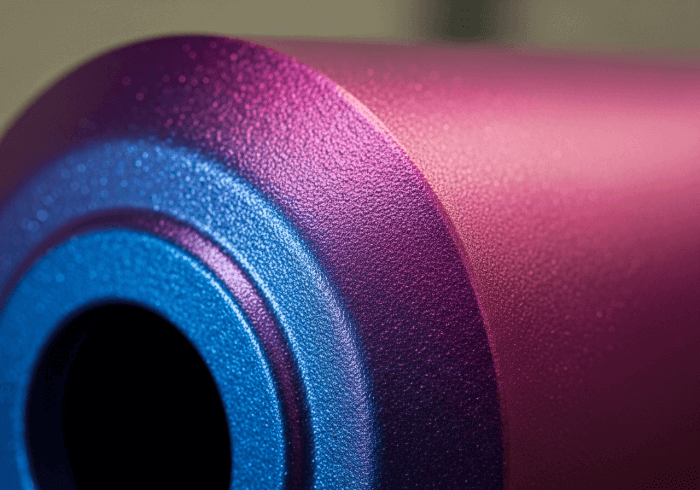 A welded frame with a smooth, gray powder coat finish