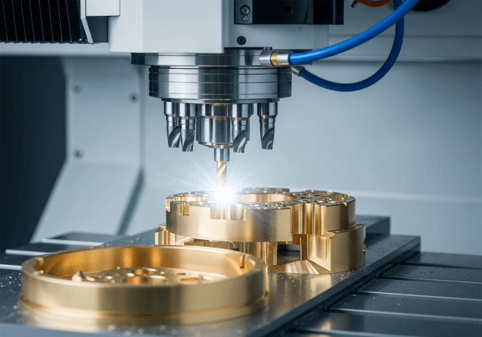 A batch of CNC machined terminals, similar in appearance and application to brass parts