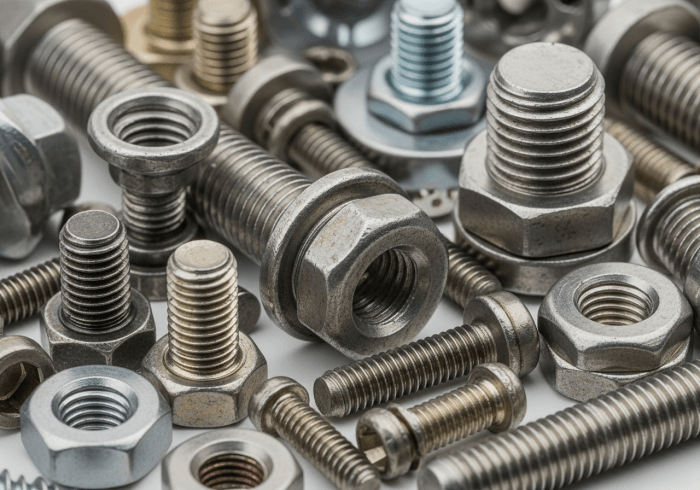 A close-up of a high-precision tapped thread in a metal component