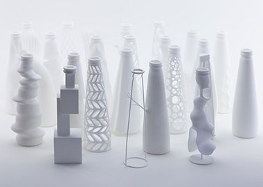A 3D printed prototype of a concept bottle preform, showcasing packaging prototyping